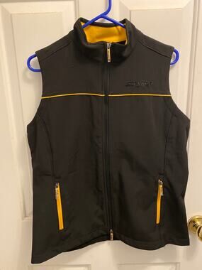 Stryker Mens Soft Shell Full Zip Vest Black Yellow Trim Pockets Size Medium M